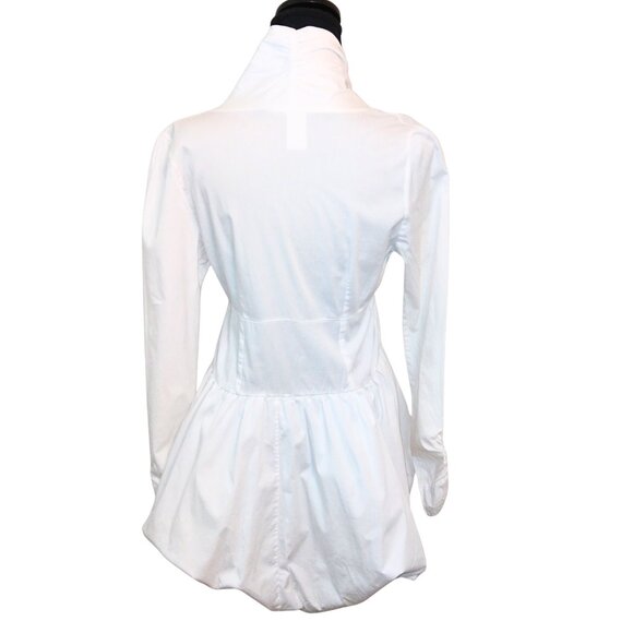 WOMEN'S CLEO APPAREL WHITE BUTTON UP PEPLUM LONG SLEEVE SHIRT - SIZE S - Picture 2 of 7
